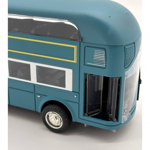 Automacheta Autobuz Etajat Londonez, cu Lumini, Sunete, Functie Pull-Back, 19 cm - Albastru [3]