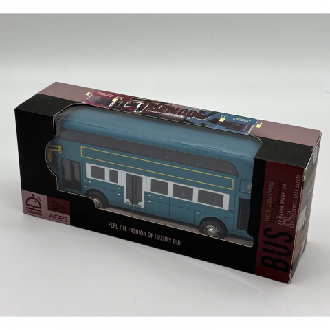 Automacheta Autobuz Etajat Londonez, cu Lumini, Sunete, Functie Pull-Back, 19 cm - Albastru [10]