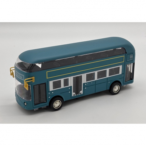 Automacheta Autobuz Etajat Londonez, cu Lumini, Sunete, Functie Pull-Back, 19 cm - Albastru [6]