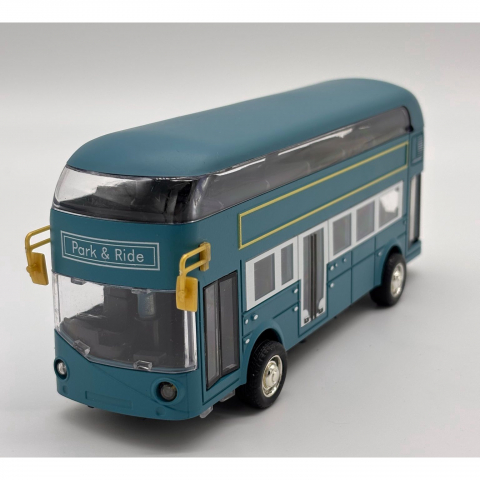 Toate Produsele - Automacheta Autobuz Etajat Londonez, cu Lumini, Sunete, Functie Pull-Back, 19 cm - Albastru