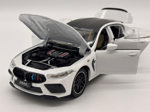 Automachetă BMW M8 Competition Pachet MANHART din Metal, 1:24, Fum pe Bază de Apă, Funcție Pull-Back, Uși, Capotă și Portbagaj Deschizătoare, Lumină și Sunet, 21 cm [3]