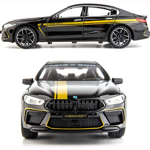 Automachetă BMW M8 Competition Pachet MANHART din Metal, 1:24, Fum pe Bază de Apă, Funcție Pull-Back, Uși, Capotă și Portbagaj Deschizătoare, Lumină și Sunet, 21 cm [5]