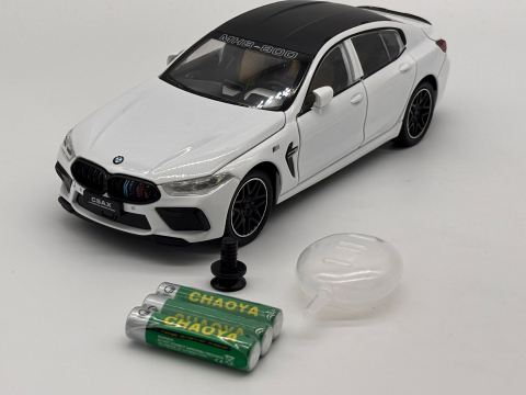 Automachetă BMW M8 Competition Pachet MANHART din Metal, 1:24, Fum pe Bază de Apă, Funcție Pull-Back, Uși, Capotă și Portbagaj Deschizătoare, Lumină și Sunet, 21 cm [13]