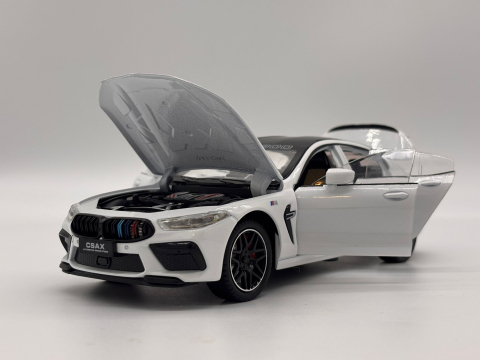 Automachetă BMW M8 Competition Pachet MANHART din Metal, 1:24, Fum pe Bază de Apă, Funcție Pull-Back, Uși, Capotă și Portbagaj Deschizătoare, Lumină și Sunet, 21 cm [5]