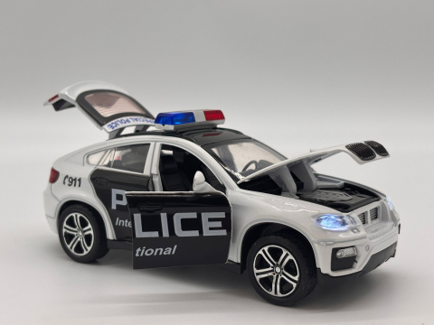 Automacheta BMW X6 de Politie, din Metal - Sunete și Lumină, Elemente Mobile, Detalii Realiste [2]