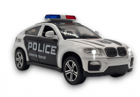 Automachete - Automacheta BMW X6 de Politie, din Metal - Sunete și Lumină, Elemente Mobile, Detalii Realiste