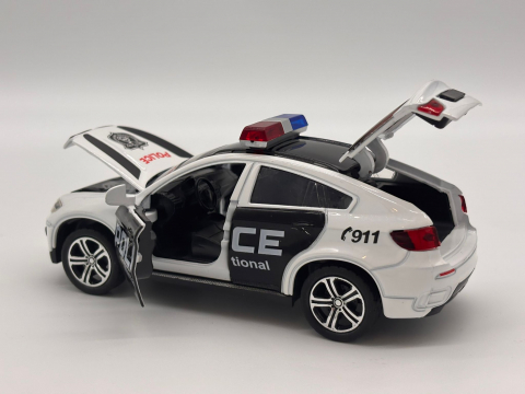 Automacheta BMW X6 de Politie, din Metal - Sunete și Lumină, Elemente Mobile, Detalii Realiste [6]