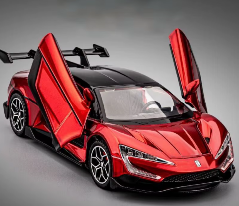 Automachete - Automachetă BYD Yangwang U9 din Metal, 1:32, Funcție Pull-Back, Uși, Capotă și Portbagaj Deschizătoare, Lumină și Sunet, 15 cm