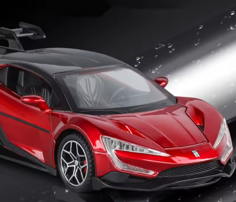 Automachetă BYD Yangwang U9 din Metal, 1:32, Funcție Pull-Back, Uși, Capotă și Portbagaj Deschizătoare, Lumină și Sunet, 15 cm [2]