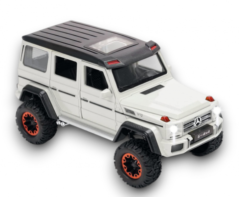 Masinute din Metal - Automacheta Mercedes-Benz G Class V12, din Metal cu Fum pe baza de Apă, Sunete, Elemente Mobile, Lumini și Funcție Pull-Back – 20 cm