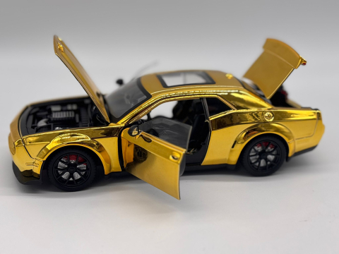 Automachetă Dodge Challenger SRT din Metal, 1:24, Funcție Pull-Back, Uși, Capotă și Portbagaj Deschizătoare, Sunete și Lumini, 20cm [9]