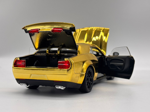 Automachetă Dodge Challenger SRT din Metal, 1:24, Funcție Pull-Back, Uși, Capotă și Portbagaj Deschizătoare, Sunete și Lumini, 20cm [7]