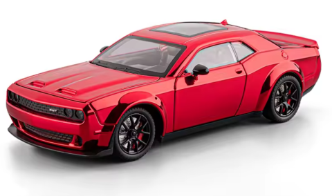 Toate Produsele - Automachetă Dodge Challenger SRT din Metal, 1:24, Funcție Pull-Back, Uși, Capotă și Portbagaj Deschizătoare, Sunete și Lumini, 20cm