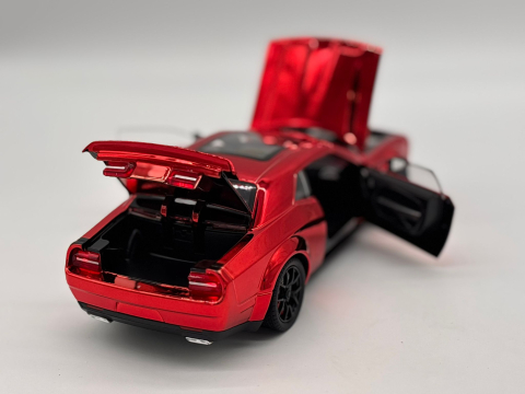Automachetă Dodge Challenger SRT din Metal, 1:24, Funcție Pull-Back, Uși, Capotă și Portbagaj Deschizătoare, Sunete și Lumini, 20cm [9]