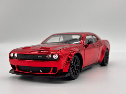 Automachetă Dodge Challenger SRT din Metal, 1:24, Funcție Pull-Back, Uși, Capotă și Portbagaj Deschizătoare, Sunete și Lumini, 20cm [11]