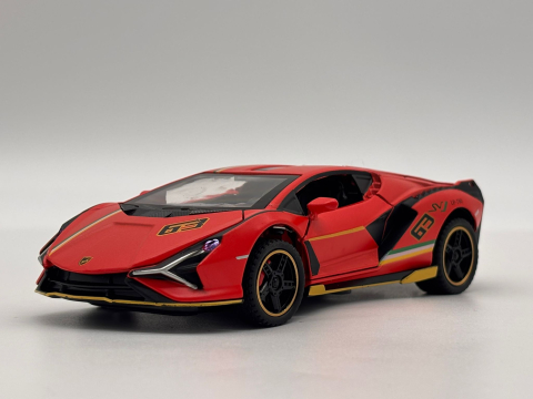 Automachetă Lamborghini Sian, din Metal, 1:32, Funcție Pull-Back, Uși și Capotă Deschizătoare, Sunete și Lumini, 16 cm [8]