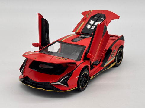 Automachetă Lamborghini Sian, din Metal, 1:32, Funcție Pull-Back, Uși și Capotă Deschizătoare, Sunete și Lumini, 16 cm [5]