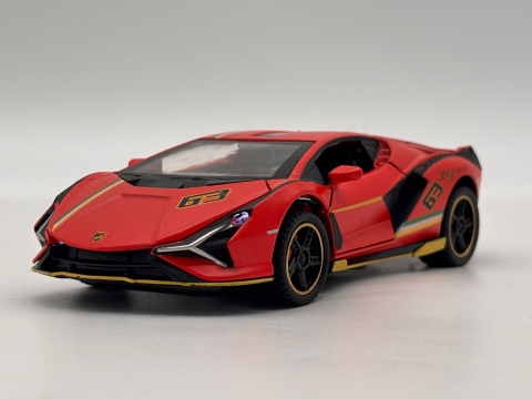 Automachetă Lamborghini Sian, din Metal, 1:32, Funcție Pull-Back, Uși și Capotă Deschizătoare, Sunete și Lumini, 16 cm [9]