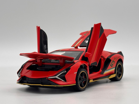 Automachetă Lamborghini Sian, din Metal, 1:32, Funcție Pull-Back, Uși și Capotă Deschizătoare, Sunete și Lumini, 16 cm [4]