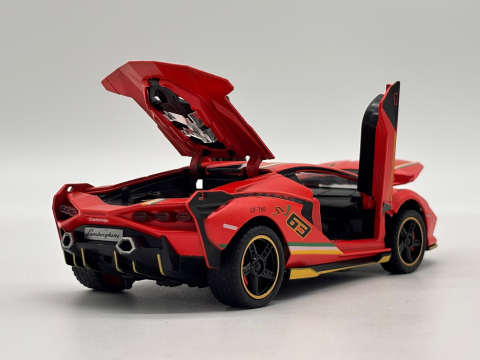 Automachetă Lamborghini Sian, din Metal, 1:32, Funcție Pull-Back, Uși și Capotă Deschizătoare, Sunete și Lumini, 16 cm [2]