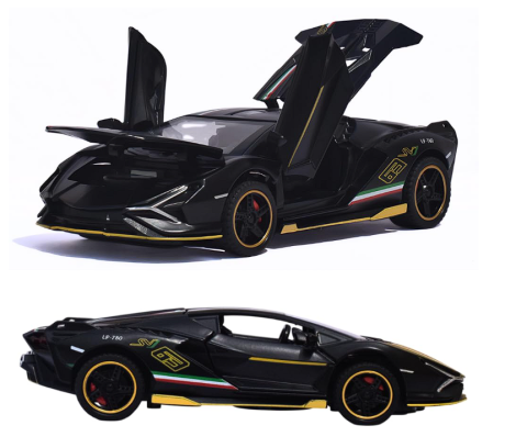 Automachetă Lamborghini Sian, din Metal, 1:32, Funcție Pull-Back, Uși și Capotă Deschizătoare, Sunete și Lumini, 16 cm [3]