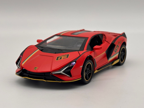 Automachetă Lamborghini Sian, din Metal, 1:32, Funcție Pull-Back, Uși și Capotă Deschizătoare, Sunete și Lumini, 16 cm [1]