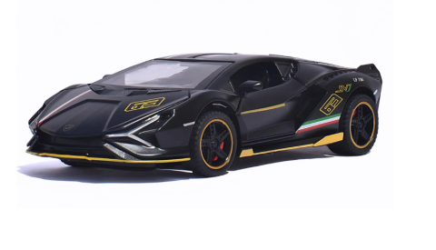 Automachetă Lamborghini Sian, din Metal, 1:32, Funcție Pull-Back, Uși și Capotă Deschizătoare, Sunete și Lumini, 16 cm [1]