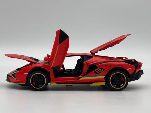 Automachetă Lamborghini Sian, din Metal, 1:32, Funcție Pull-Back, Uși și Capotă Deschizătoare, Sunete și Lumini, 16 cm [3]