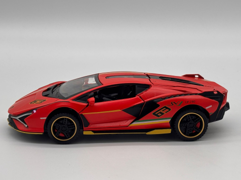 Automachetă Lamborghini Sian, din Metal, 1:32, Funcție Pull-Back, Uși și Capotă Deschizătoare, Sunete și Lumini, 16 cm [6]