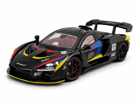 Masinute din Metal - Automachetă McLaren Senna GTR din Metal, 1:24, Funcție Pull-Back, Uși, Capotă și Portbagaj Deschizătoare, Sunete și Lumini, 20 cm