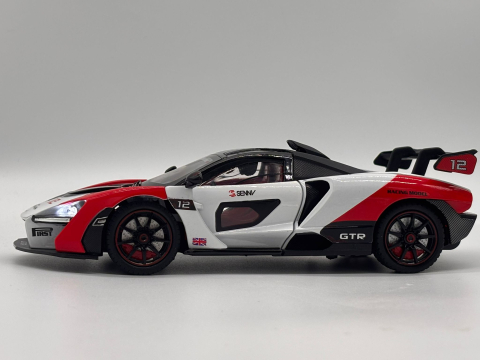 Automachetă McLaren Senna GTR din Metal, 1:24, Funcție Pull-Back, Uși, Capotă și Portbagaj Deschizătoare, Sunete și Lumini, 20 cm [4]