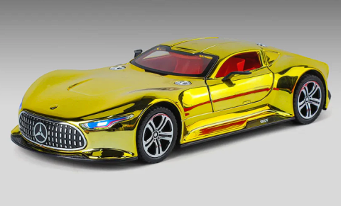 Masinute din Metal - Automachetă Mercedes-Benz AMG GT Vision (Batmobile) din Metal, 1:24, Funcție Pull-Back, Uși și Eleron Deschizătoare, Lumină și Sunet, 21 cm