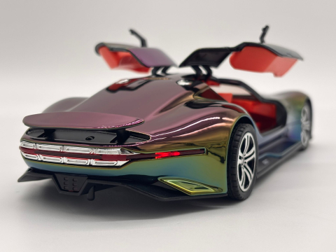 Automachetă Mercedes-Benz AMG GT Vision (Batmobile) din Metal, 1:24, Funcție Pull-Back, Uși și Eleron Deschizătoare, Lumină și Sunet, 21 cm [4]