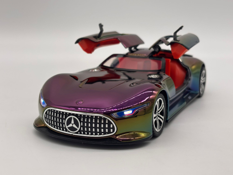 Automachetă Mercedes-Benz AMG GT Vision (Batmobile) din Metal, 1:24, Funcție Pull-Back, Uși și Eleron Deschizătoare, Lumină și Sunet, 21 cm [8]
