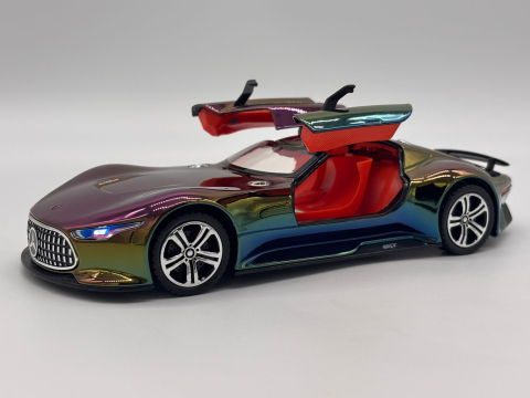 Automachetă Mercedes-Benz AMG GT Vision (Batmobile) din Metal, 1:24, Funcție Pull-Back, Uși și Eleron Deschizătoare, Lumină și Sunet, 21 cm [5]