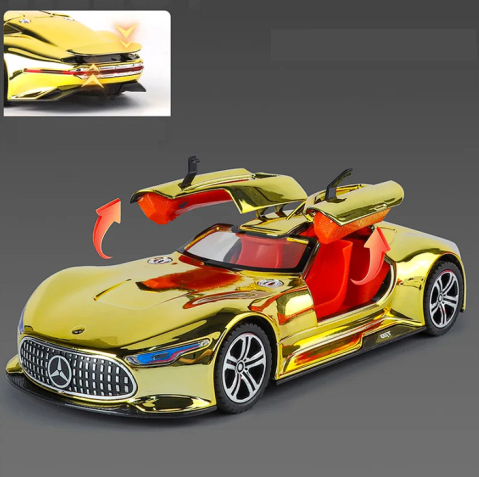Automachetă Mercedes-Benz AMG GT Vision (Batmobile) din Metal, 1:24, Funcție Pull-Back, Uși și Eleron Deschizătoare, Lumină și Sunet, 21 cm [1]
