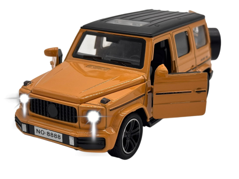 Automachete - Automachetă Mercedes G-Class din Metal, 1:32, Funcție Pull-Back, Uși și Portbagaj Deschizătoare, Faruri Funcționale, 16 cm