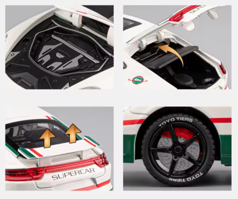 Automachetă Porsche Panamera, 20 cm, Funcție Pull-Back, Uși, Portbagaj și Capotă Deschizătoare, Lumină, Sunet și Efect de Fum (Baterii Incluse) [2]