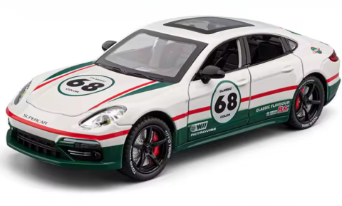 Automachetă Porsche Panamera, 20 cm, Funcție Pull-Back, Uși, Portbagaj și Capotă Deschizătoare, Lumină, Sunet și Efect de Fum (Baterii Incluse) [3]