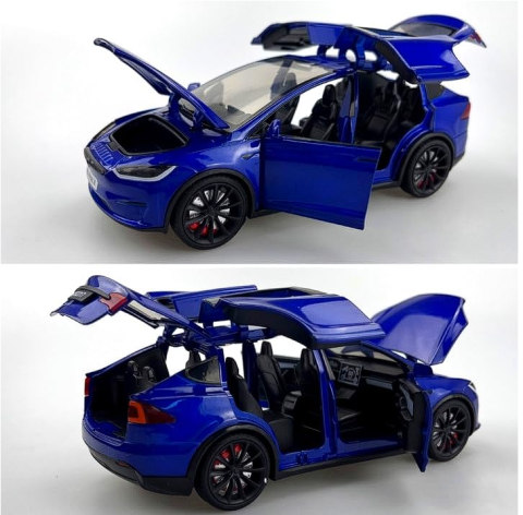 Automachetă Tesla Model X din Metal, cu Telecomandă, Fum pe Bază de Apă, Lumină și Sunet, Acumulator Inclus [1]