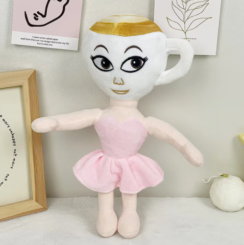 Jucarii de plus - Balerina Cappuccina din Plus, 30 cm, Roz, cu Agățătoare, Jucărie Moale pentru Copii, Italian Brainrot