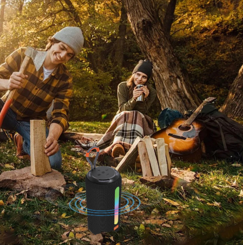 Boxă Portabilă Bluetooth cu Lumină RGB, Sunet Premium, 17 cm, Playtime 3h, Type-C, USB și TF [3]