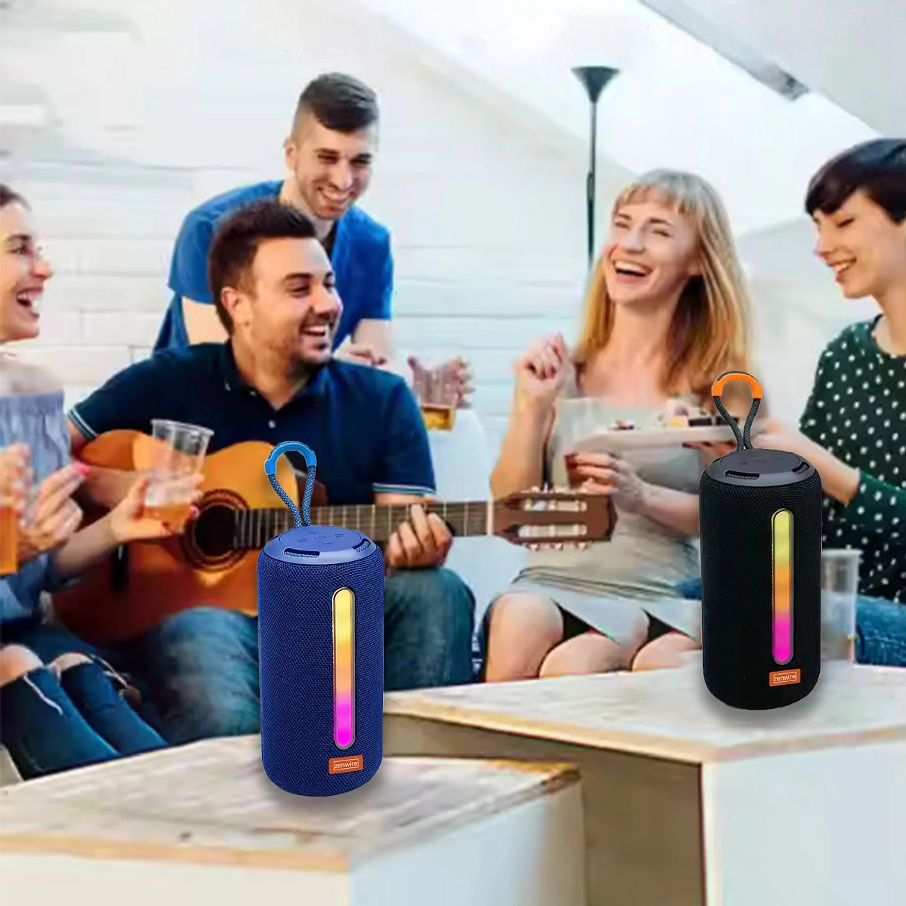 Boxă Portabilă Bluetooth cu Lumină RGB, Sunet Premium, 17 cm, Playtime 3h, Type-C, USB și TF [2]