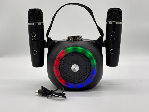 Boxă Karaoke cu 2 Microfoane Wireless, Lumini RGB, Bluetooth 5.4 – Calitate Audio Premium [4]
