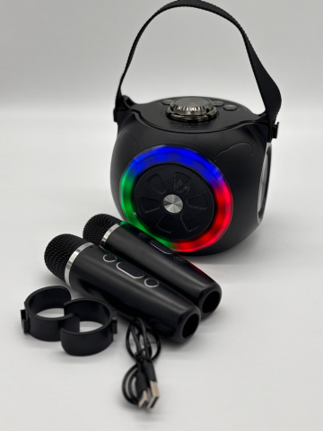 Boxă Karaoke cu 2 Microfoane Wireless, Lumini RGB, Bluetooth 5.4 – Calitate Audio Premium [10]