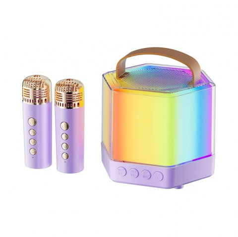 Seturi Karaoke - Boxă Karaoke RGB cu 2 Microfoane Wireless – Model Q-7, TF Card, USB, Bluetooth – Sunet Puternic și Efecte de Lumini