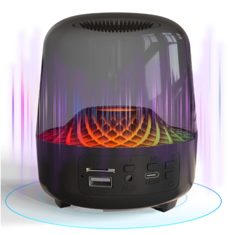 Boxe Portabile - Boxa Transparentă RGB Portabilă, 12 cm, Bluetooth, USB, AUX, TF, DC5V, Cu Cablu Încărcare Inclus