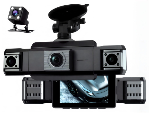 Camere de Supraveghere - Cameră Auto 360° cu 3 Camere +  Cameră Marșarier Inclusă, Tip Crocodil, Față-Spate-Stânga-Dreapta, Full HD 1080P, Viziune Nocturnă IR, Monitorizare Parcare 24h