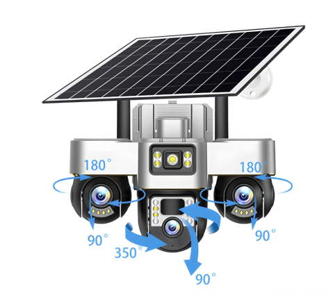 Camera de Supraveghere cu Panou Solar WiFi, 15MP, Vedere pe Timp de Noapte, Detectare Miscare, Comunicare Bidirectionala, V380 Pro, Zoom 10X,  3 Lentile 360° PTZ [6]