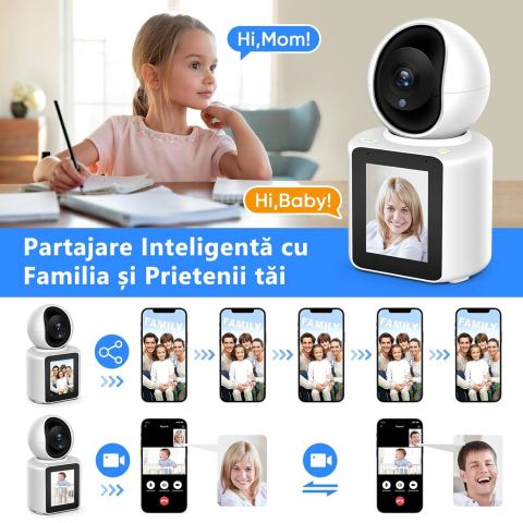 Cameră de Supraveghere Baby Monitor Inteligentă Wi-Fi Full HD 1080p, Functie Apel Video, Viziune Nocturna, Suport Cloud și Card TF – Control prin Aplicația "ICSee" [5]